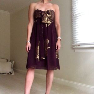 Nicole Miller Purple and Gold Cocktail Dress